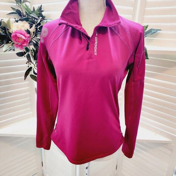 BROOKS JACKET DARK PINK ZIP FRONT ZIP POCKETS MED - Picture 1 of 8